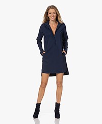 Woman by Earn Laura Crepe Dress with Zip Collar - Navy