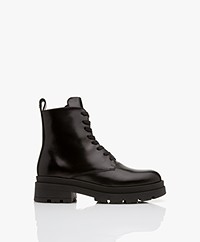 ANINE BING Luc Leather Combat Boots - Black