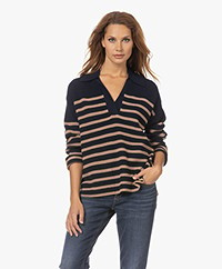 Rails Harris Striped Polo Sweater - Camel/Navy 