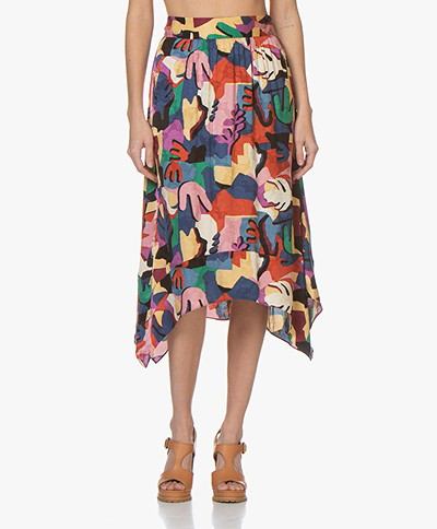 ba&sh Maia Printed Viscose Midi Skirt - Multi-color