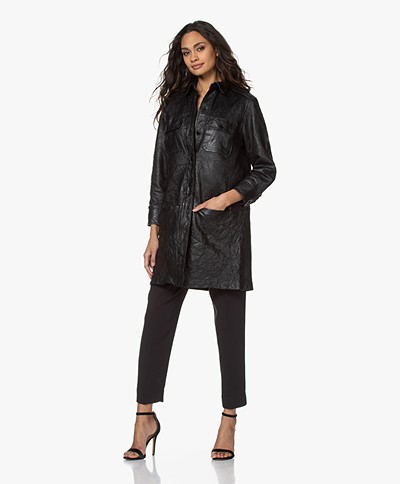 Zadig & Voltaire Rexy Leather Shirt Dress - Black