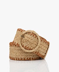 Vanessa Bruno Wide Raffia Braided Belt - Naturel