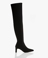 Panara Over-the-knee Stretch Boots with Heel - Black