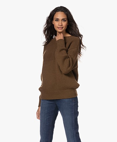 Closed Moss Knitted Sweater - Tawny Brown