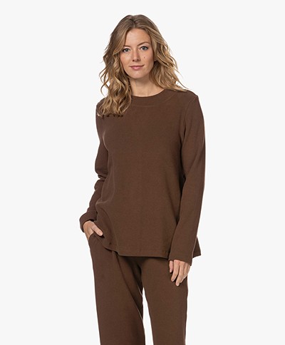 HANRO Easy Wear Cotton Blend Sweater - Dark Brown