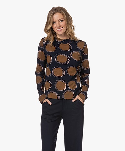 KYRA Dominique French Terry Print Turtleneck Long Sleeve - Night Sky