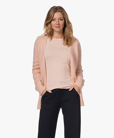 KYRA Jo Open Mohair and Wool Blend Cardigan - Coral Cloud