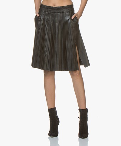 Zadig & Voltaire July Leather Skirt with Pleats - Black