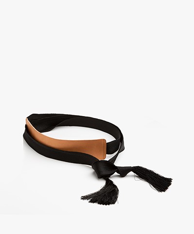forte_forte Leather Tie Belt - Naturale Black