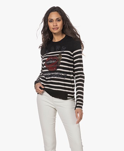 Zadig & Voltaire Source Stripes Cashmere Sweater - Black 