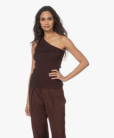 Róhe Ana Ribbed Jersey One-shoulder Top - Mulberry