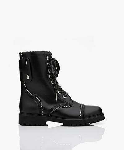 Zadig & Voltaire Joe Leather Studded Lace-up Boots - Noir