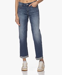 Denham Bardot Straight Fit Raw Hem Jeans - Mid Blue