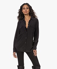 Equipment Signature Washed-silk Blouse - Zwart