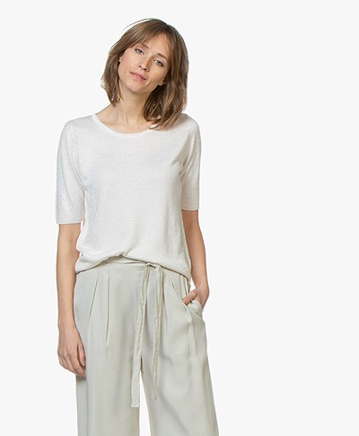 Sibin/Linnebjerg Naomi Fine Knitted T-shirt - Off-white