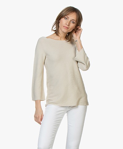 no man's land Sweater with Cropped Trumpet Sleeves - Soft Linen
