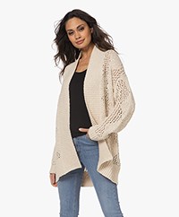 Repeat Ajour Knitted Open Cardigan - Cream