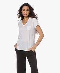 Repeat Lyocell Mix V-hals T-shirt - Wit