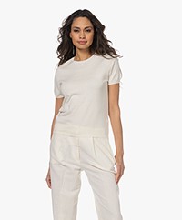 Repeat Katoen-Cashmere Korte Mouwen Trui - Crème