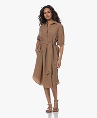 Repeat Crinkle Lyocell Mix Jurk - Mocca
