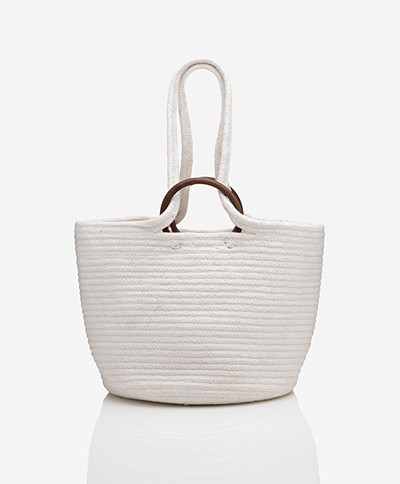 KYRA Braided Small Cotton Shopper Bag - Warm White