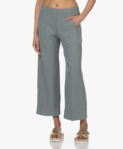 no man's land Cropped Linen Pants - Soft Rosemary
