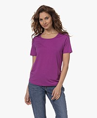 Repeat Lyocell Blend T-shirt with Round Neckline - Orchid