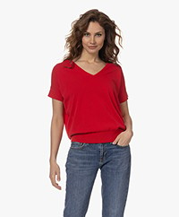 KYRA Avy Cotton Short Sleeve Sweater - Salsa Red