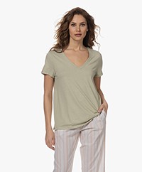 HANRO Modal Blend V-neck T-shirt - Moss Green