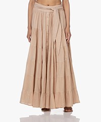 Mes Demoiselles Tiered Maxi Skirt with Glossy Yarn - Rose