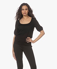 Plein Publique La Lux Merino Wool Sweater with Half Length Sleeves - Black