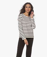 Closed Striped Double-face Long Sleeve - Off-white/Black