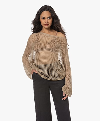 Resort Finest Crochet Mesh Sweater - Beige