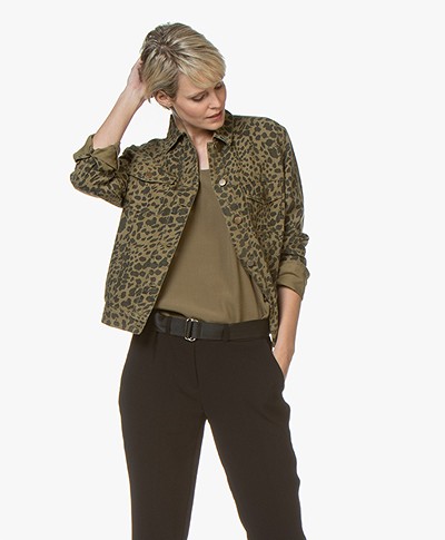 ba&sh Looper Cotton Leopard Printed Jacket - Khaki