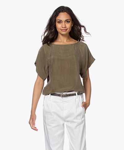 Drykorn Somia Cupro Blouse - Army