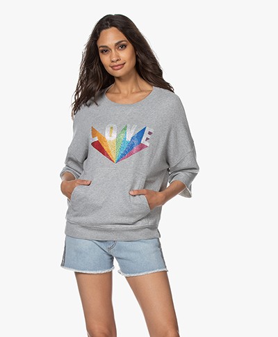 Zadig & Voltaire Kaly Love Rainbow Sweatshirt - Grey Heather