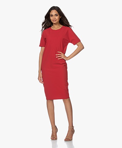 Woman By Earn Ziggy Tech Jersey Dress - Tomato Red