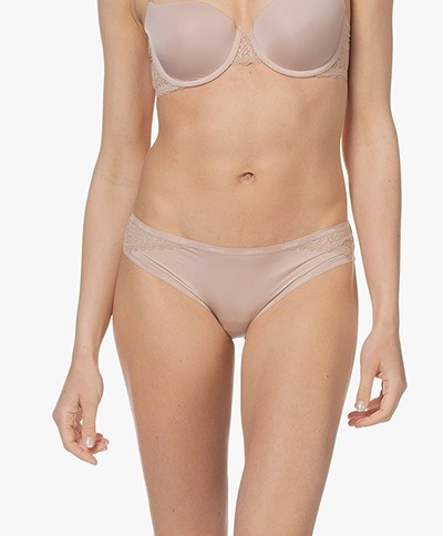 Calvin Klein Flirty Microfiber and Lace Bikini Briefs - Honey Almond