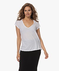 James Perse V-hals T-shirt in Extrafijne Jersey - Wit