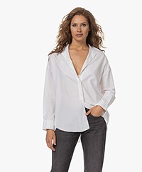 Vince Raw Edge Cotton-Silk Shirt - White 