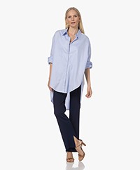 Woman by Earn Miep Chambray Overhemdblouse - Lichtblauw