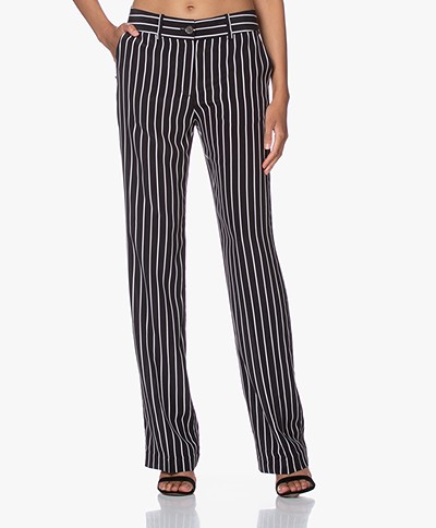 Equipment Lita Striped Silk Pants - Black/White