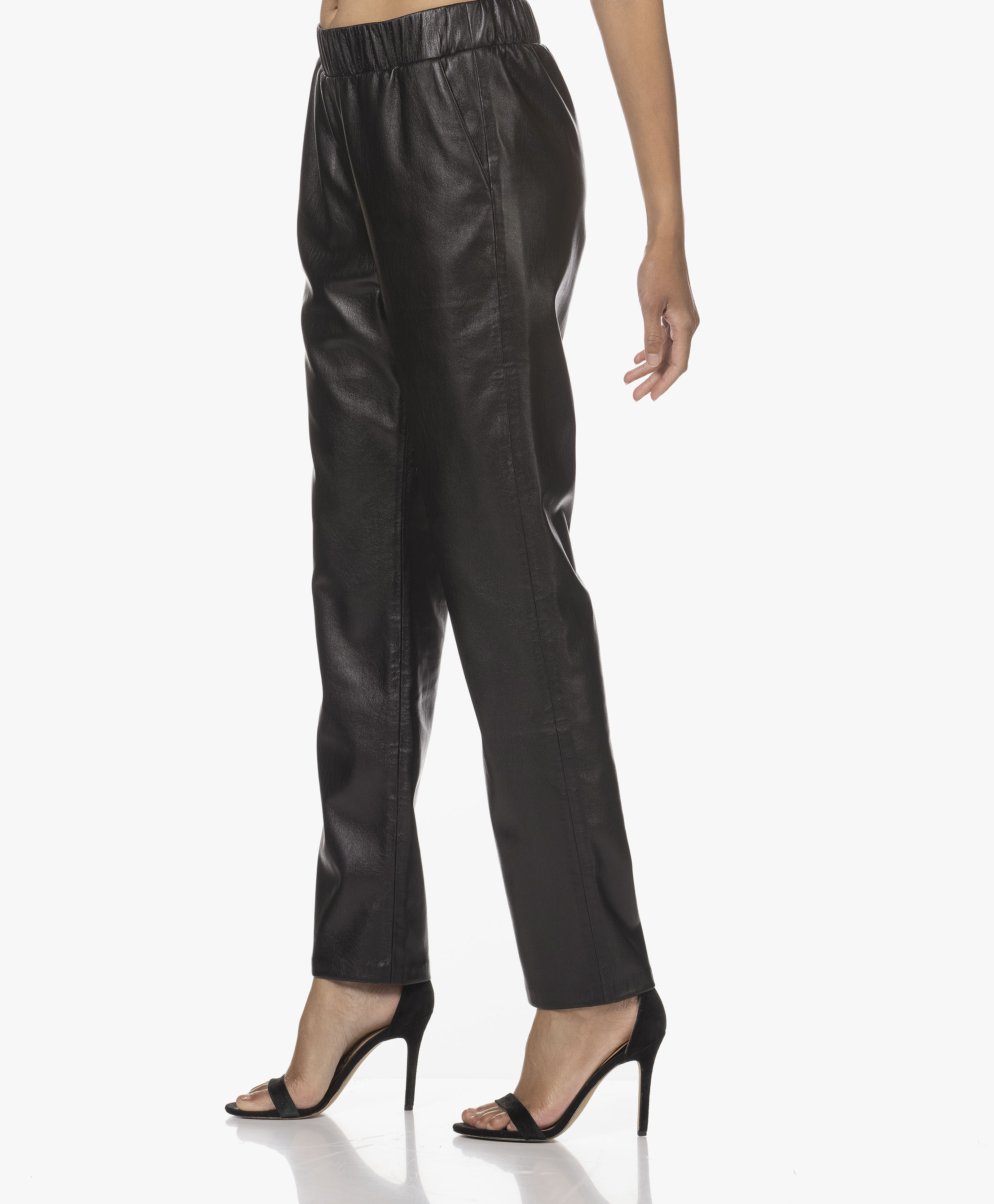 ANINE BING Colton Faux Leather Track Pants - Black - a-03-9083-000