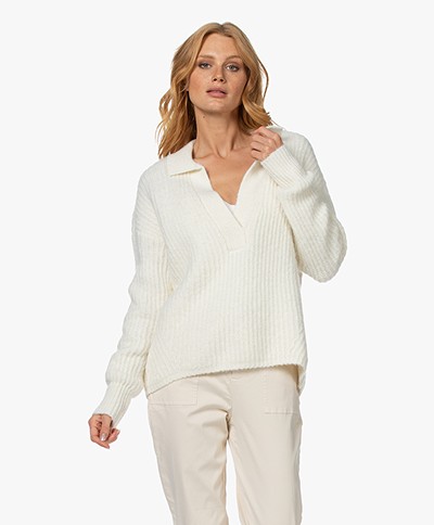 Josephine & Co Ties V-neck Sweater with Collar - Off-white