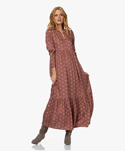 indi & cold Viscose Twill Dress with Floral Print - Terracotta 