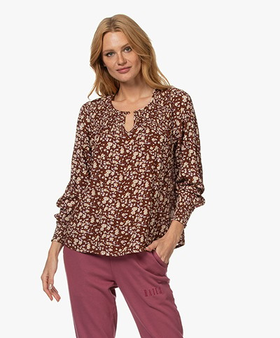 indi & cold Crinkle Viscose Blouse with Floral Print - Caoba