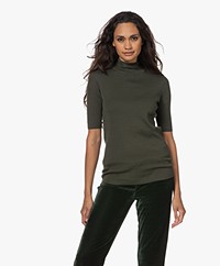 JapanTKY Torak Cotton Short Sleeve Turtleneck Sweater - Army Green