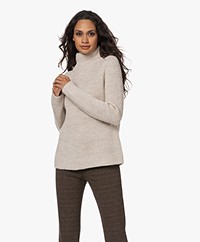 Drykorn Arwen Rib Knit Turtleneck Sweater - Beige Melange