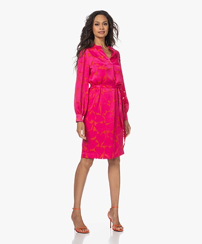 KYRA Tina Ausbrenner Two-tone Shirt Dress - Fluo Pink