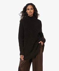 Woman by Earn Elin Alpaca-Wool Blend Boucle Sweater - Dark Brown
